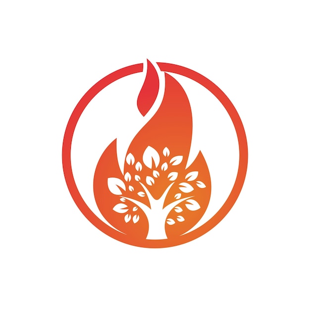 Fire Tree vector logo design template