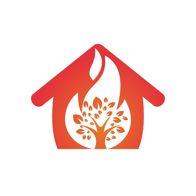 Fire Tree vector logo design template