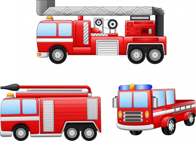 Fire truck cartoon illustration set