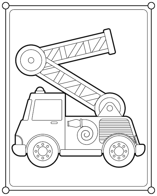 Vector fire truck or fire engine suitable for children's coloring page vector illustration