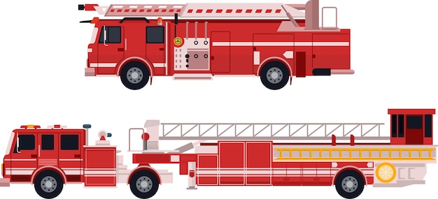 Fire truck in flat vector