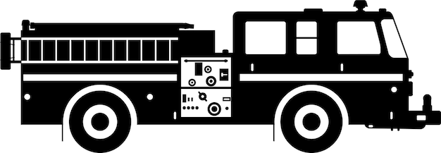 Fire Truck Icon in Flat Style Vector Illustration