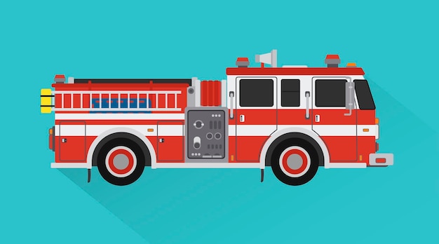 Fire truck rescue engine transportation design flat styleVector illustration