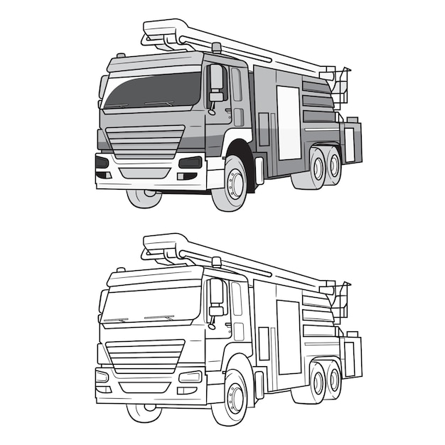 A fire truck line art nice Sketch drawing for any kind of Tshirt use or  coloring book This is a new style of firefighter vehicles illustration A  very classic look for speed