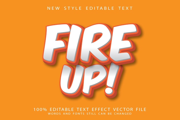 Fire up editable text effect emboss cartoon style