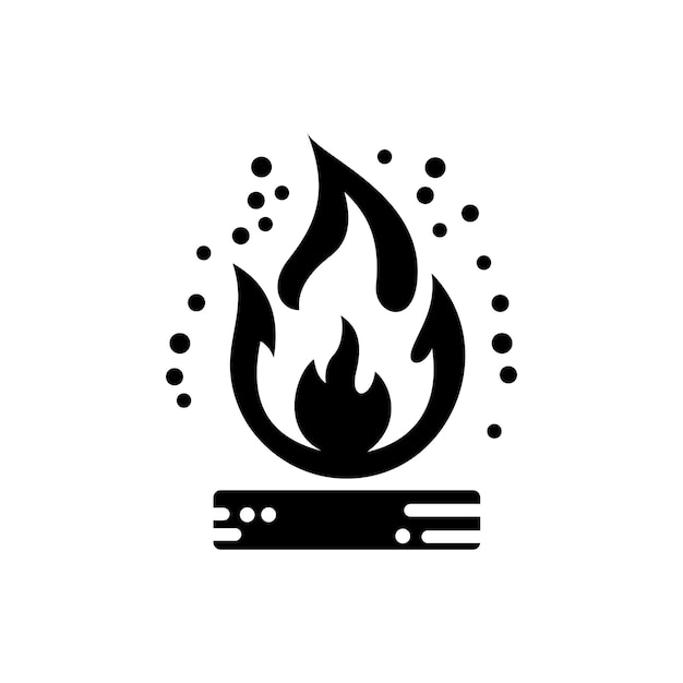 Fire vector flame icon Black icon isolated on white background