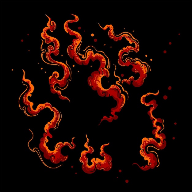 Premium Vector | Fire vector in japanese style