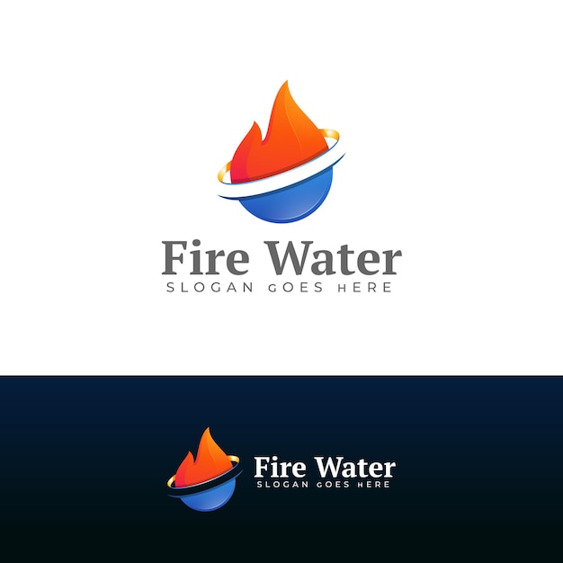 Fire and water logo design template