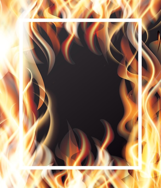 Vector fire and white frame. vector illustration.