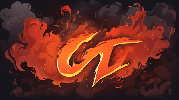 Vector a fire with the letter a on it