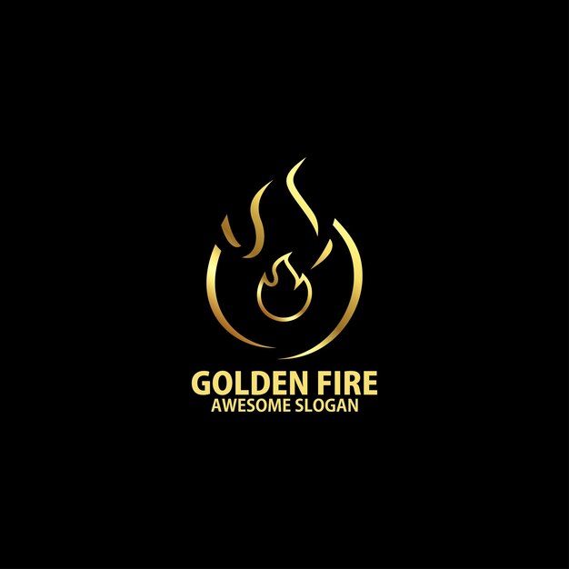 Fire with luxury logo design line art