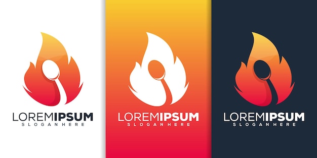 Vector fire with spoon logo design