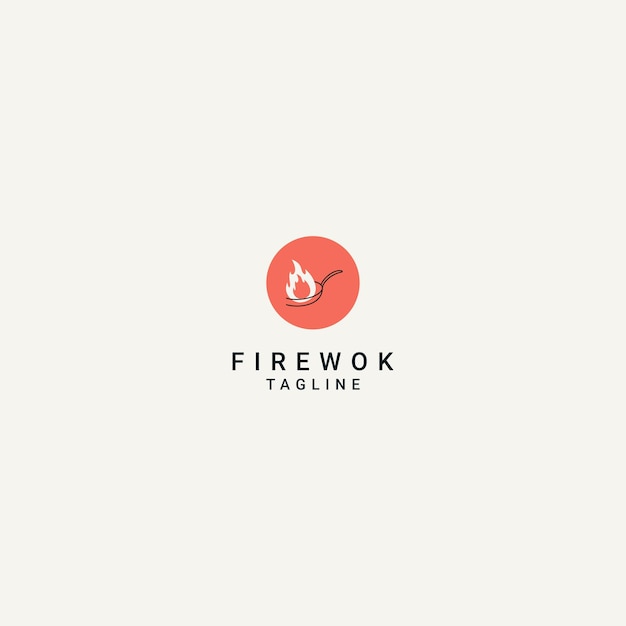 Fire wok logo design icon vector