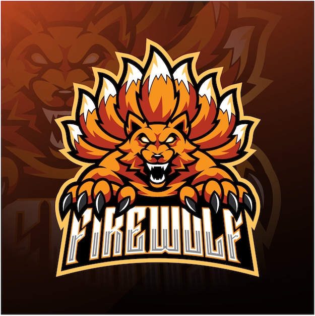 Fire wolf esport mascot logo design