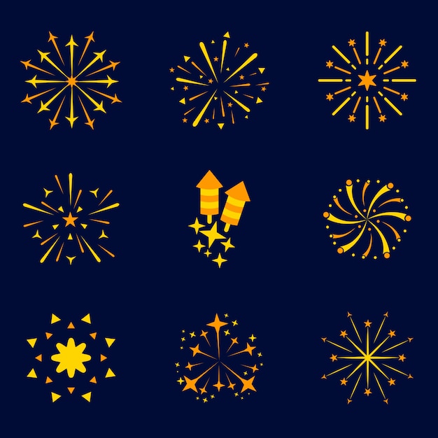 fire work icon set, logo pack