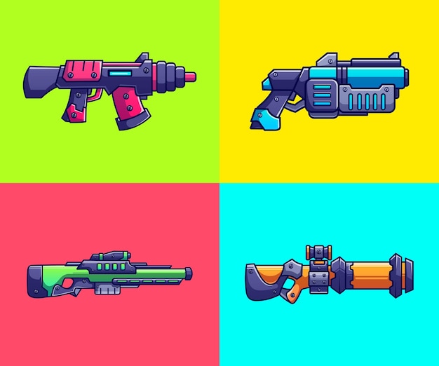 firearms vector illustration cartoon collection