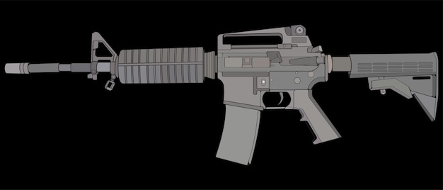 총기 벡터 스타일 슈팅 총 무기 그림 벡터 라인 총 그림 현대 총 군사 개념