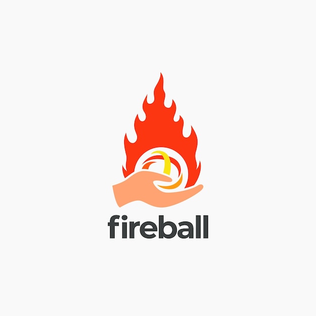 Vector fireball in hand vector logo icon illustration