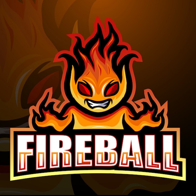 Огненный шар талисман киберспорт логотип иллюстрации