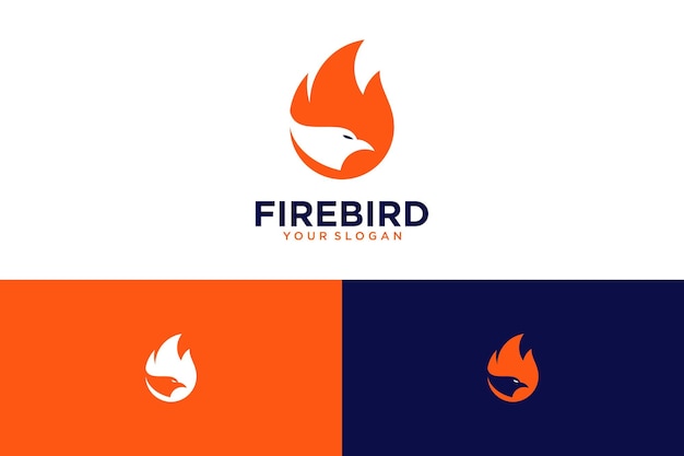 Дизайн логотипа firebird с огнем и фениксом