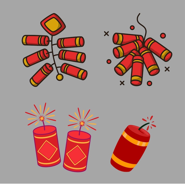 Vector firecracker graphic firework new year elements happy new year chinese year