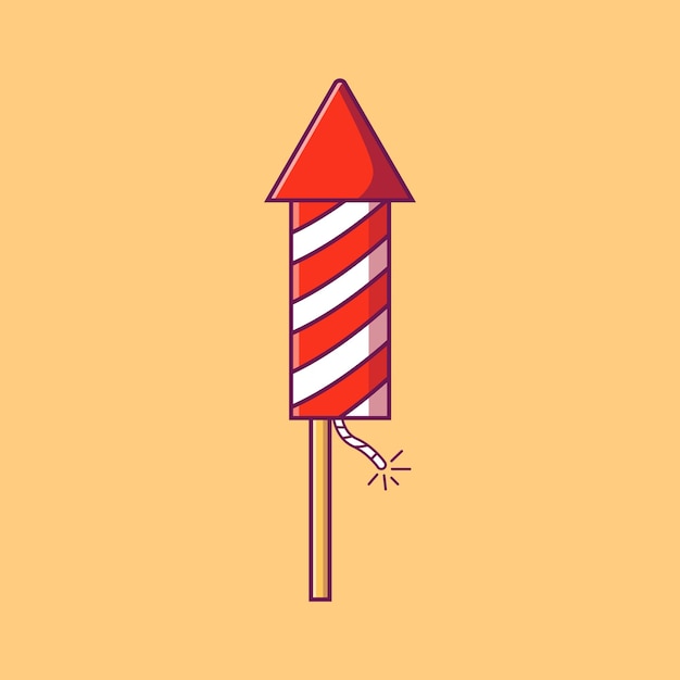 Firecracker launch with fire vector flat illustration