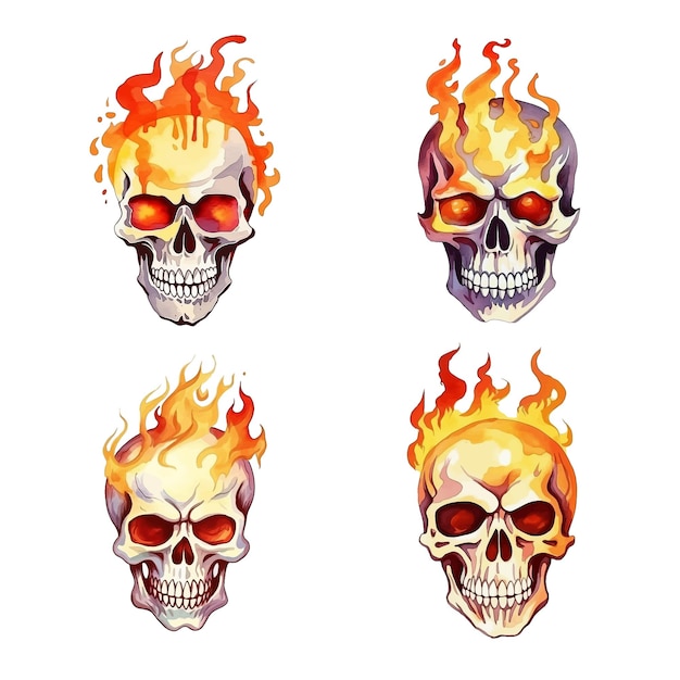 Иллюстрация акварельной краски огненного черепа