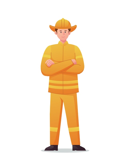 Персонаж пожарного в единой векторной иллюстрации