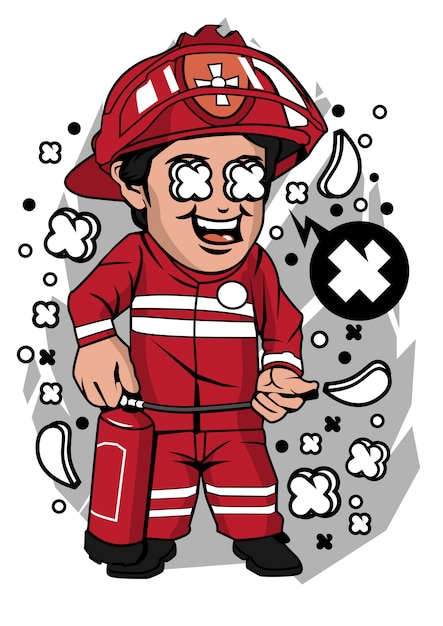 Vector firefighter character