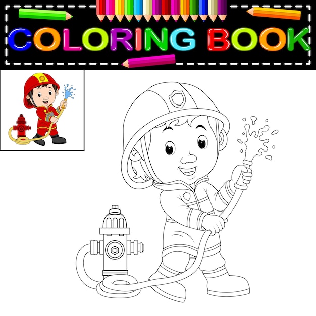 Libro da colorare pompiere