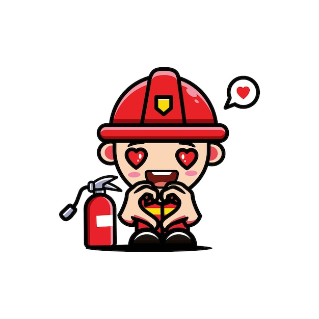 Милый дизайн персонажей пожарного