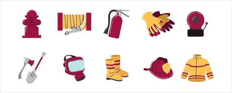 Vector firefighter equipment