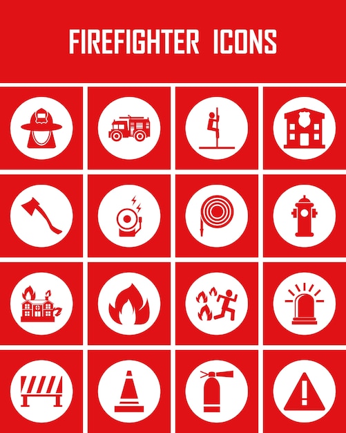 Vector firefighter icons