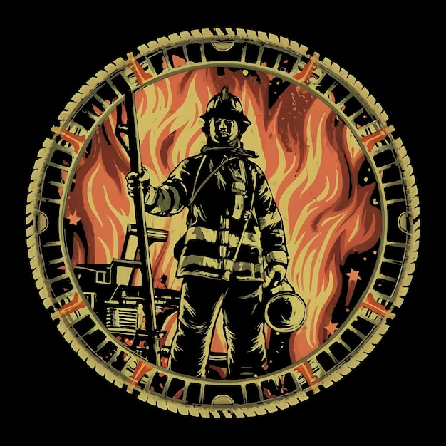 Вектор Иллюстрация пожарного дизайн футболки