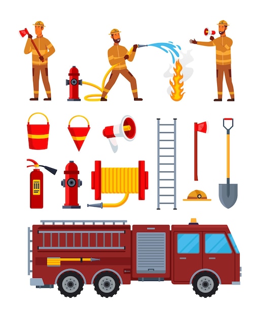 Firefighter man vector illustration collection