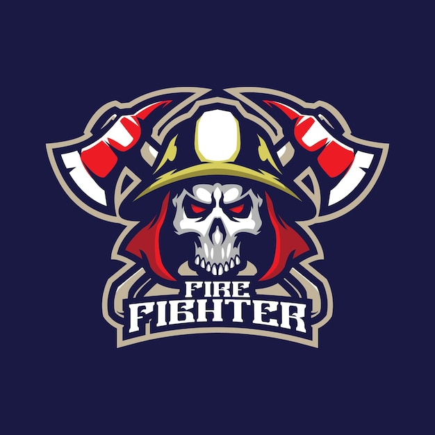 Firefighter mascot logo design vector with modern illustration concept style for badge emblem and t shirt printing Skull Firefighter illustration