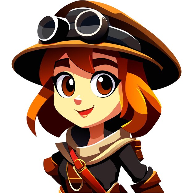 Vector firefighter policewoman archaeologist hand drawn flat stylish cartoon sticker icon concept isolated