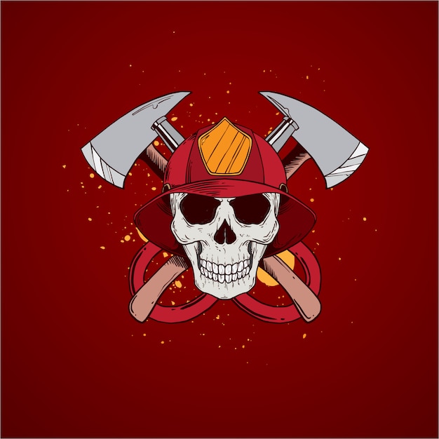 Vector firefighter skull profession