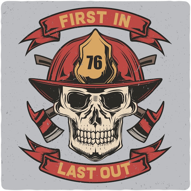 Vector firefighter skull