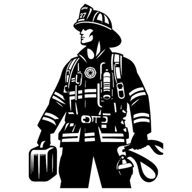 Vettore pompiere svg filefire fighter cricut amp silhouette filefirst responder svggift per padre fuoco