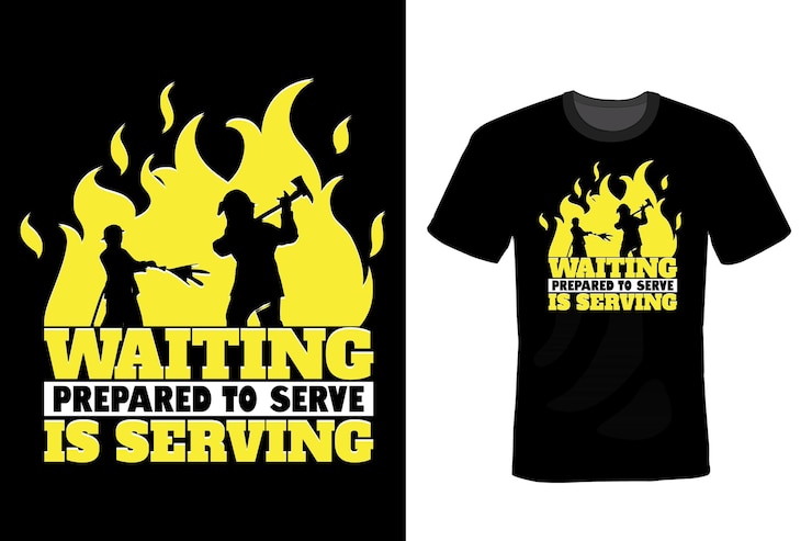 Vector firefighter t shirt design typography vintage