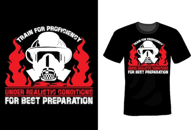 Firefighter t shirt design typography vintage