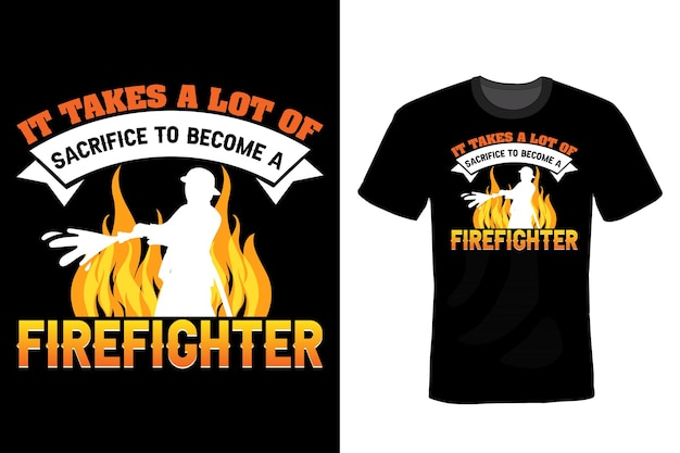 Vettore tipografia di design della maglietta del pompiere vintage