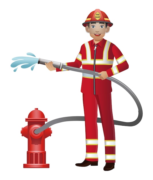 Vector firefighter with different poses