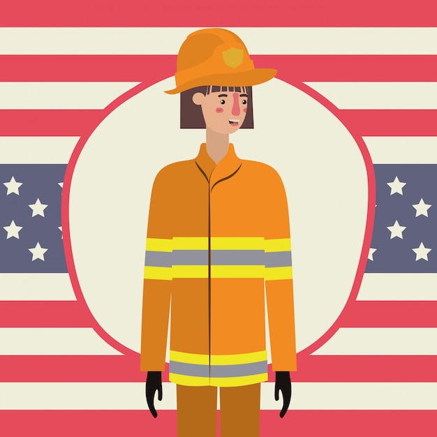 Пожарный женщина в день труда