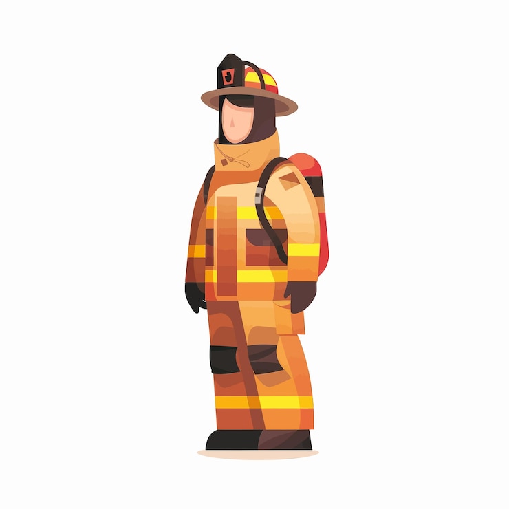 Vector a firefighter in a yellow