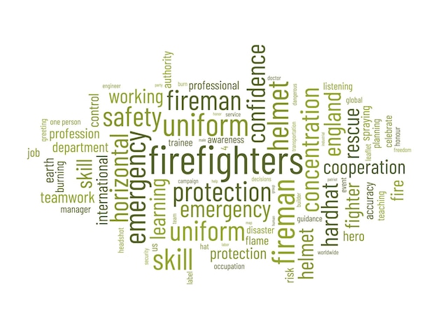 Firefighters Day word cloud template Career awareness concept vector background