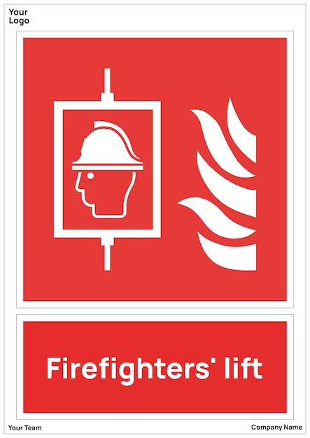 Vector firefighters lift signs symbols standard iso 7010