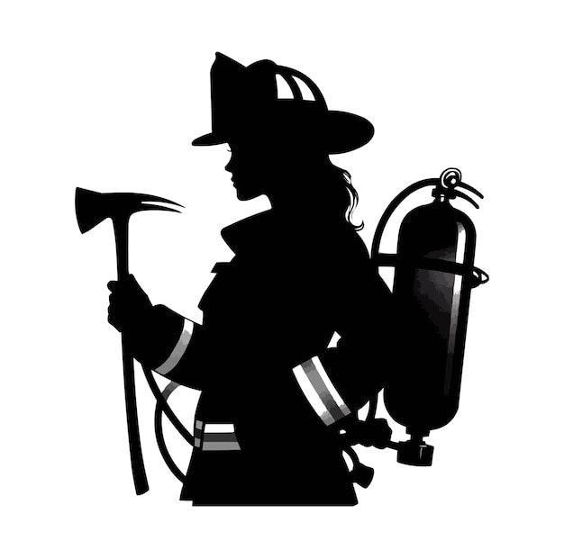 firefighters pose illustrator vector silhouette