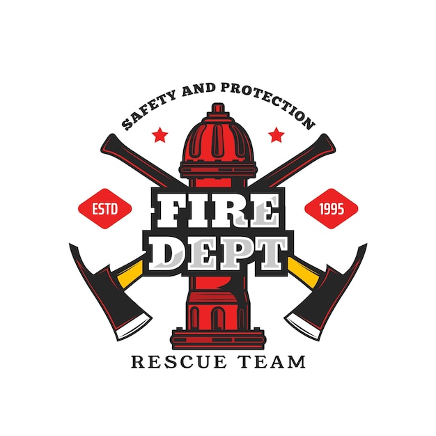 Vector firefighting department rescue team retro icon